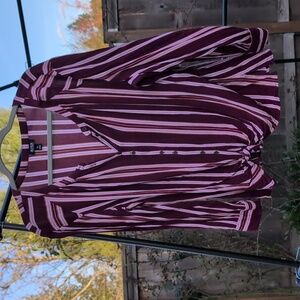 a.n.a Striped Button Down Blouse